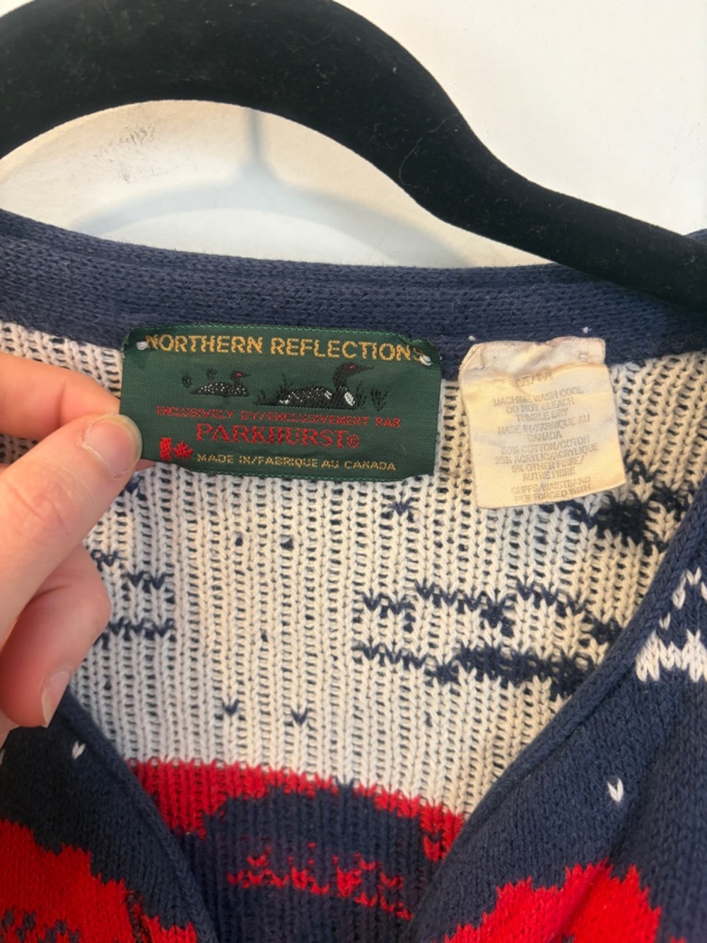 1990s Northern Reflections Navy, Cream & Red Fair Isle Village Cardigan - Picture 6 of 13